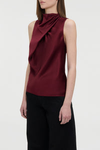 Melina Top in Bordeaux Silk Satin