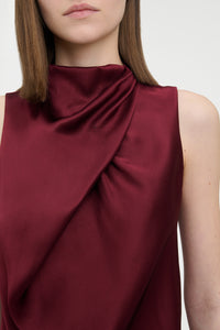 Melina Top in Bordeaux Silk Satin