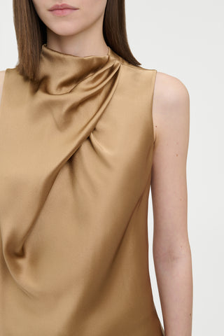 Melina Top in Camel Silk Satin