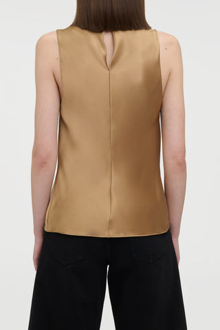 Melina Top in Camel Silk Satin