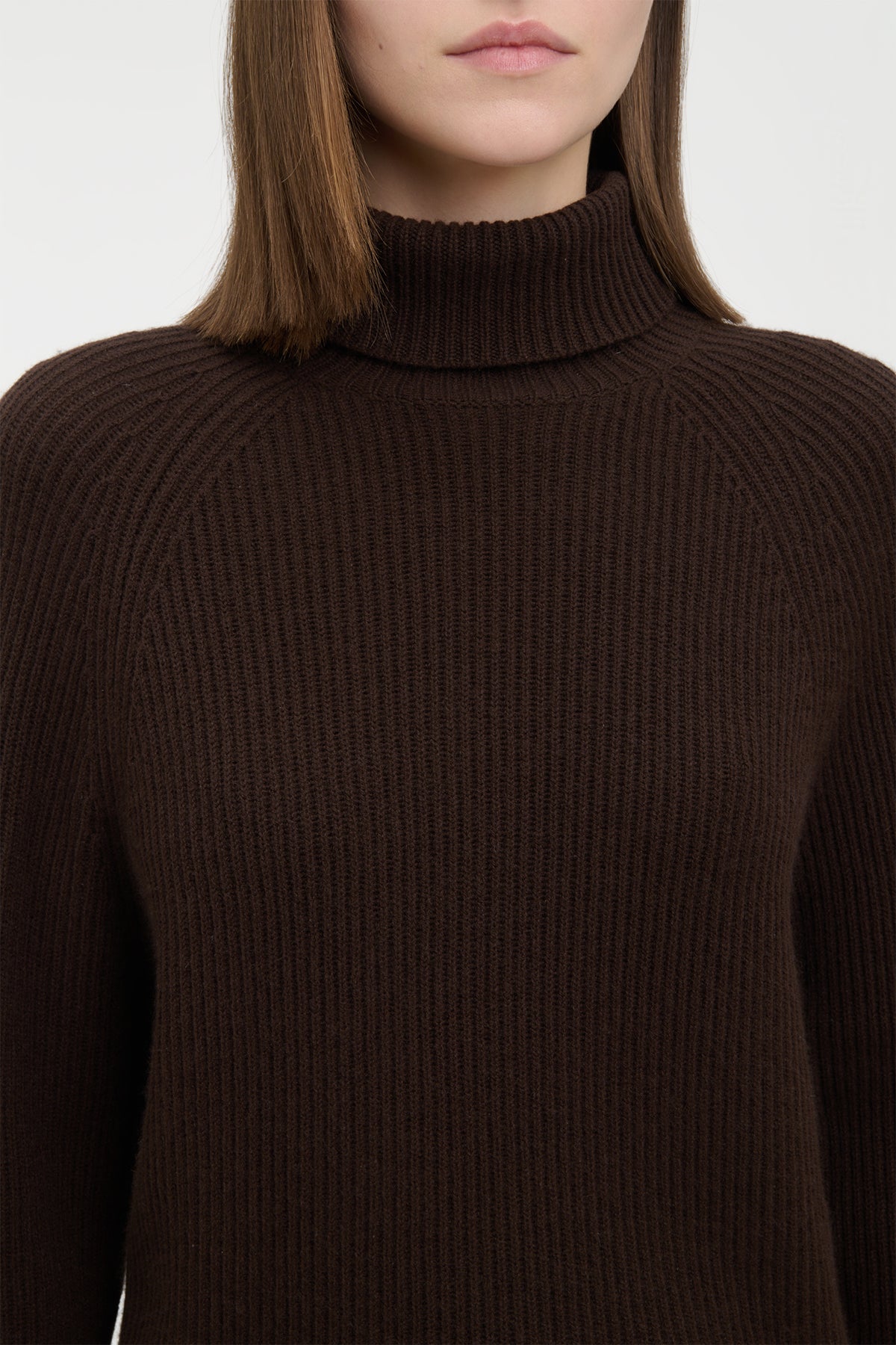 Wigman Knit Turtleneck Sweater in Chocolate Cashmere