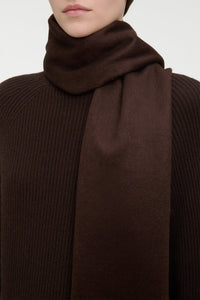 Blaine Fringe Scarf in Chocolate Brushed Silk Cashmere