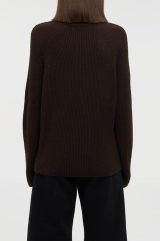 Wigman Knit Turtleneck Sweater in Chocolate Cashmere