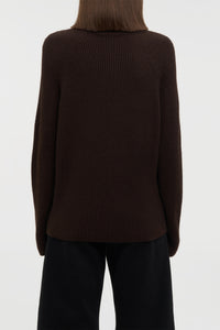 Wigman Knit Turtleneck Sweater in Chocolate Cashmere