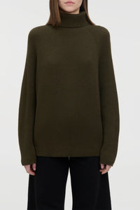 Wigman Knit Turtleneck in Deep Olive Cashmere