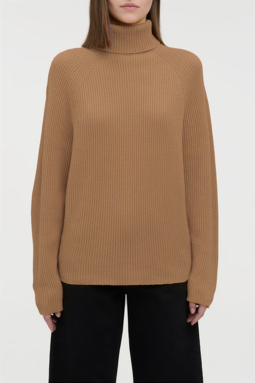 Wigman Knit Turtleneck Sweater in Camel Cashmere