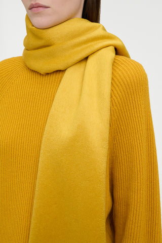Blaine Fringe Scarf in Golden Birch Brushed Silk Cashmere
