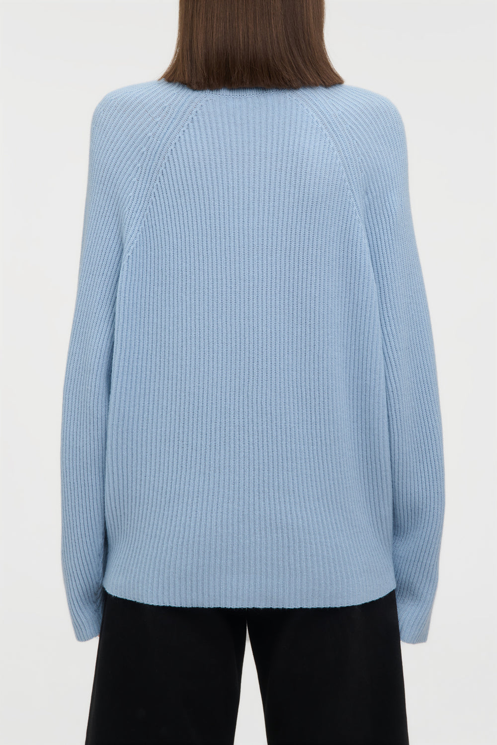Wigman Knit Turtleneck Sweater in Light Blue Cashmere