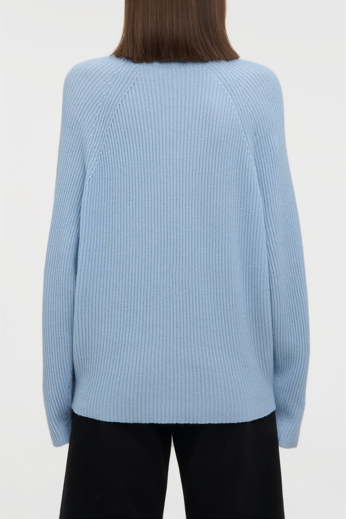 Wigman Knit Turtleneck Sweater in Light Blue Cashmere