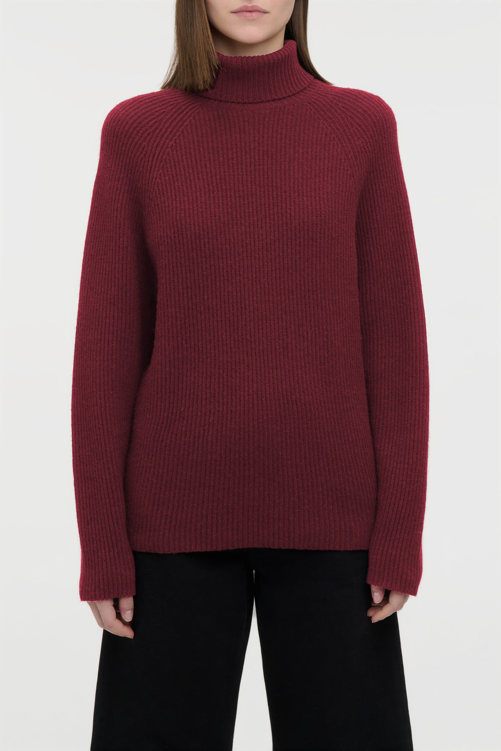 Wigman Knit Turtleneck Sweater in Bordeaux Cashmere