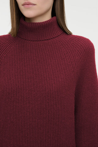 Wigman Knit Turtleneck Sweater in Bordeaux Cashmere