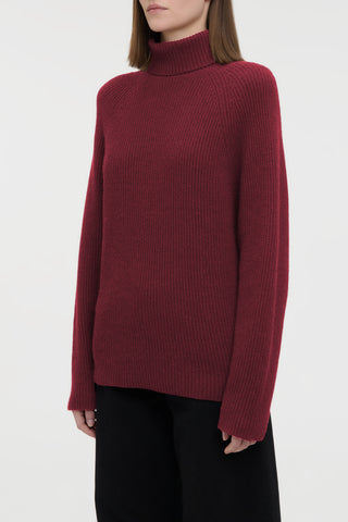 Wigman Knit Turtleneck Sweater in Bordeaux Cashmere