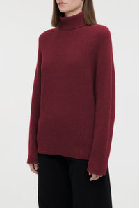 Wigman Knit Turtleneck Sweater in Bordeaux Cashmere