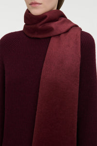 Blaine Fringe Scarf in Bordeaux Brushed Silk Cashmere