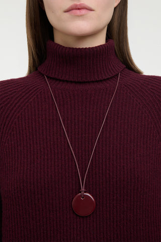 Disk Necklace in Bordeaux Ceramic