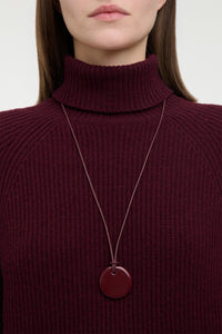 Disk Necklace in Bordeaux Ceramic