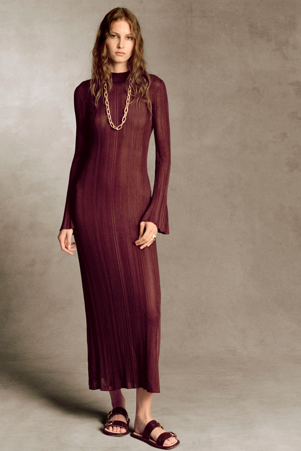 Atira Knit Maxi Dress in Bordeaux Silk