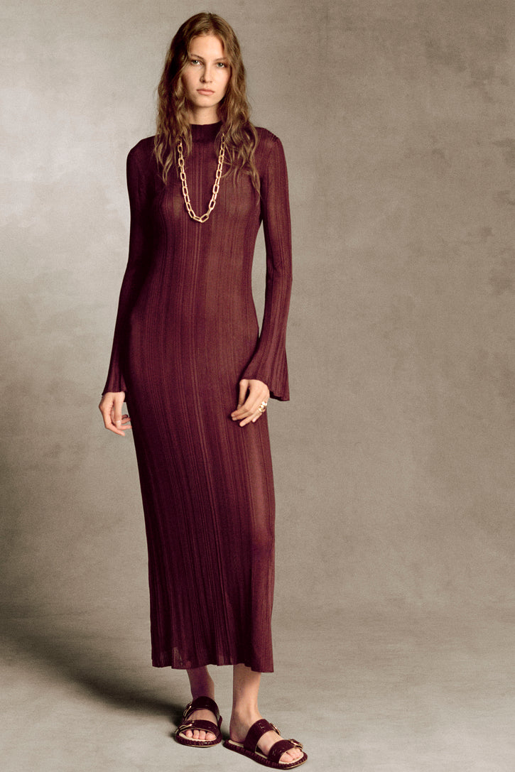 Atira Knit Maxi Dress in Bordeaux Silk
