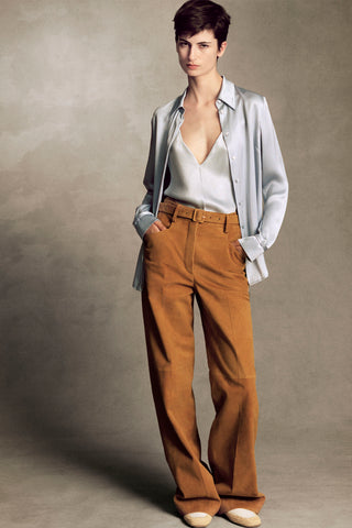 Norman Wide-leg Pant in Cashew Suede