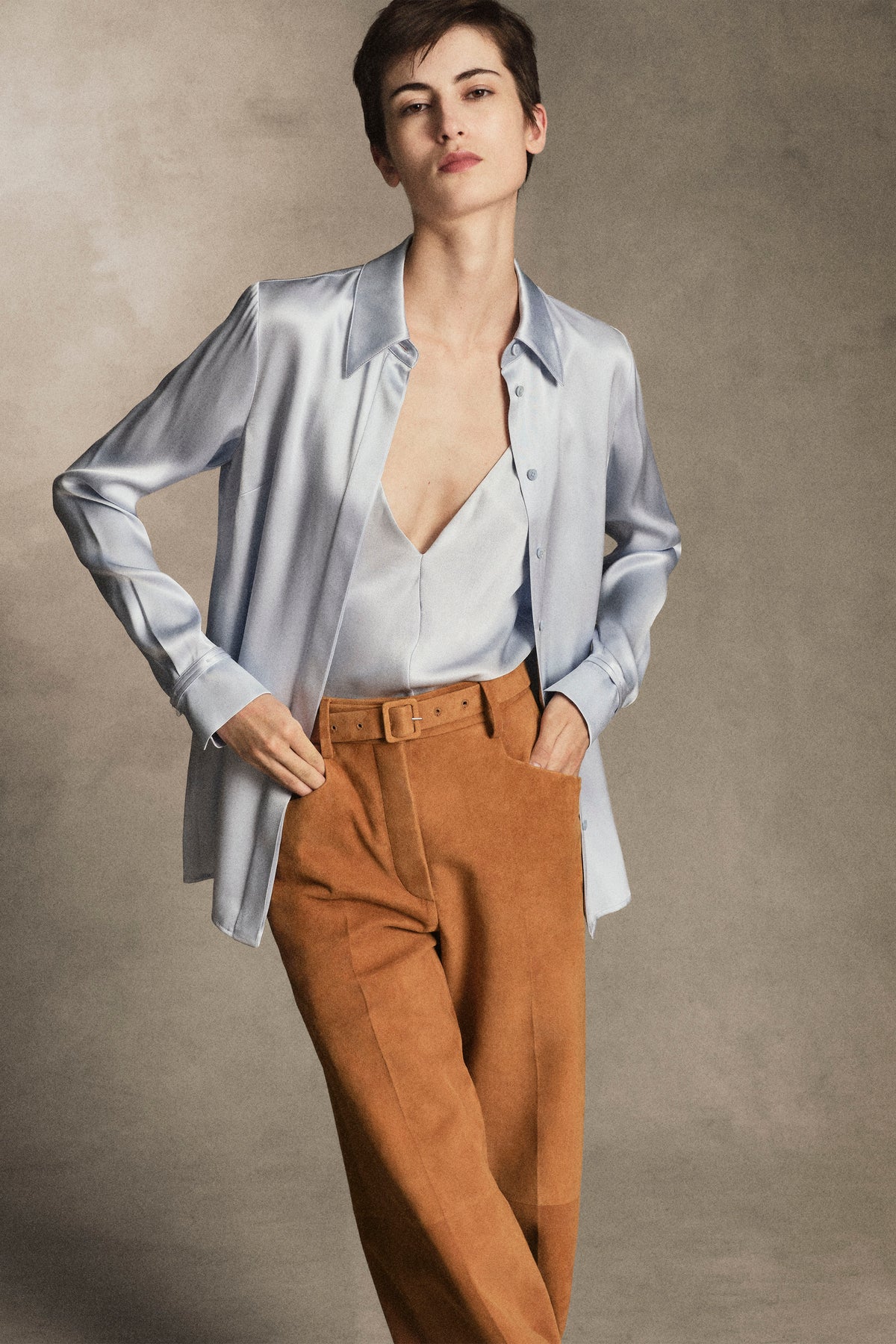 Cruz Shirt in Light Blue Silk Satin – Gabriela Hearst