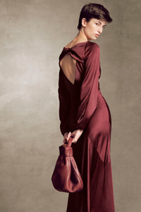 Peyton Maxi Dress In Bordeaux Silk Satin
