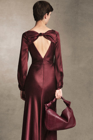 Small Antonia Bag in Bordeaux Nappa Leather & Snakeskin