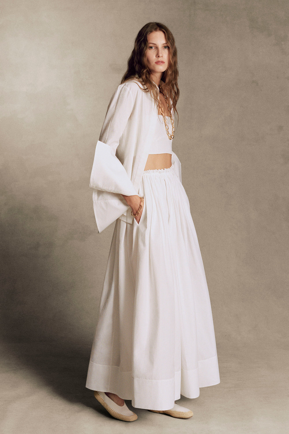 Shiva Maxi Skirt in White Sea Island Cotton