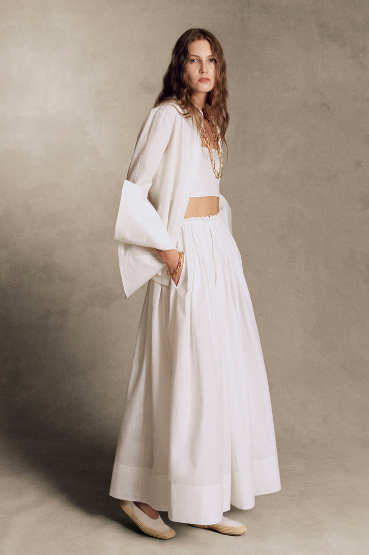 White Sea Island Cotton Shiva Maxi Skirt - Flat Lay | Gabriela Hearst