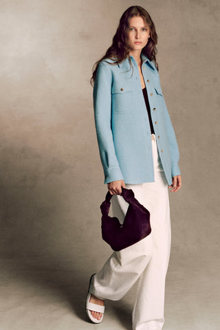 John Austin Shirt in Light Blue Cashmere Felt