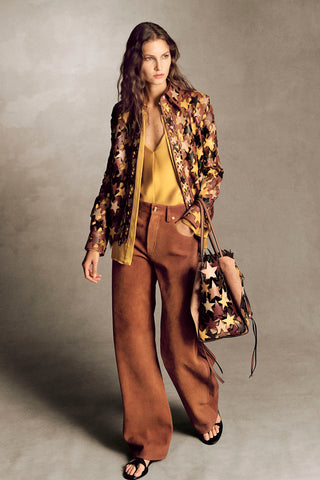 Aluma Patchwork Stars Shirt in Multi Nappa Leather