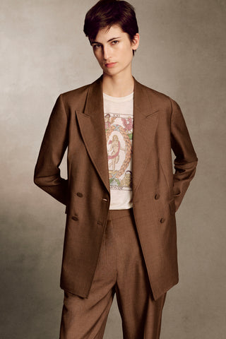 Angela Blazer in Chestnut Wool Silk