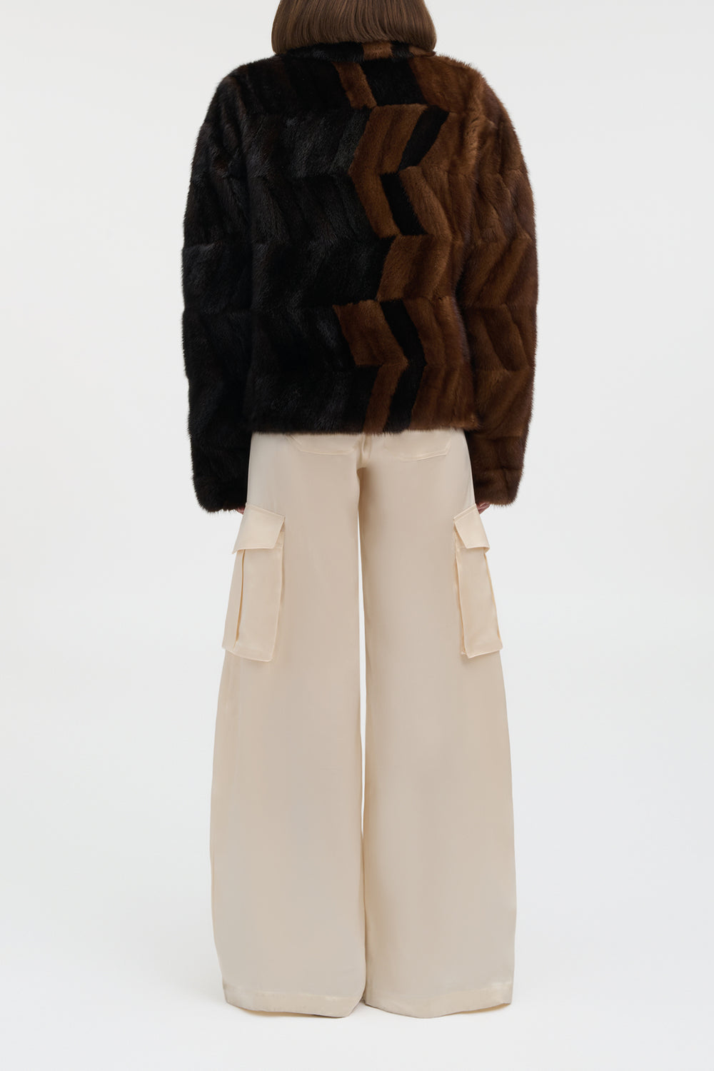 Torstein Coat in Black & Chocolate Recycled Mink Fur