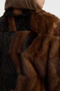 Torstein Coat in Black & Chocolate Recycled Mink Fur