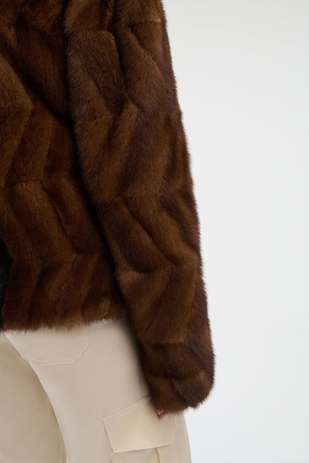 Torstein Coat in Black & Chocolate Recycled Mink Fur