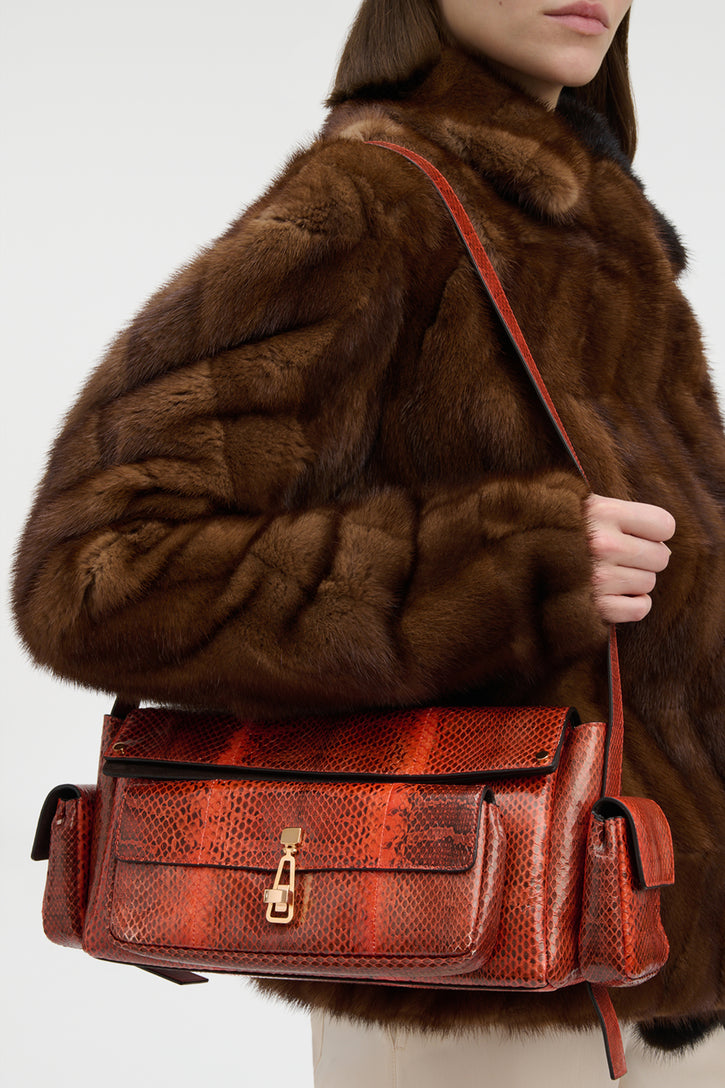 Jebb Bag in Tonic Orange Snakeskin