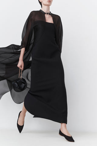 Opus Dress in Black Wool Silk Cady