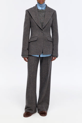 Norman Pant in Charcoal Multi Cashmere Wool Herringbone