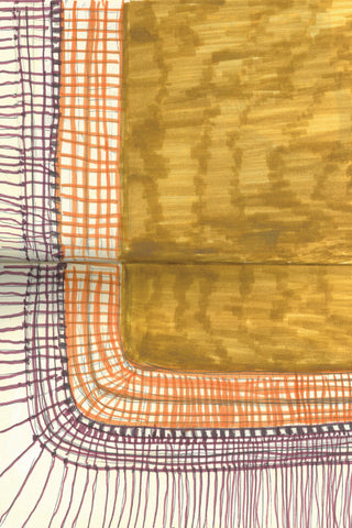 Egret Fringe Scarf in Camel Double-face Recycled Cashmere with Silk Macrame
