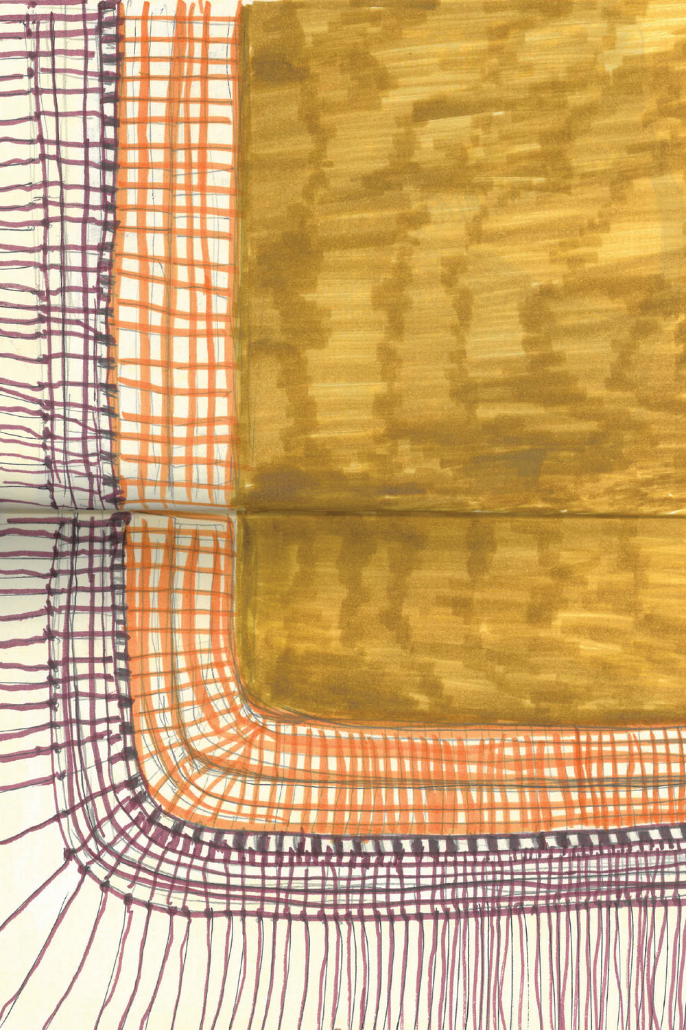 Egret Fringe Scarf in Camel Double-face Recycled Cashmere & Silk Macrame