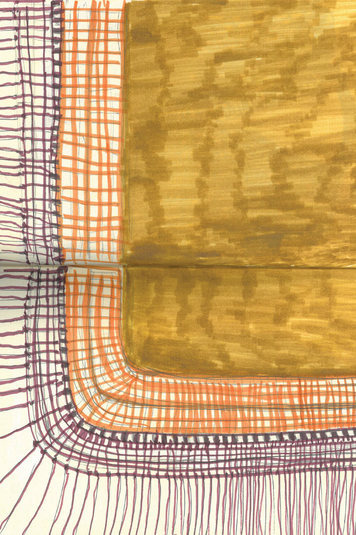 Egret Fringe Scarf in Camel Double-face Recycled Cashmere & Silk Macrame