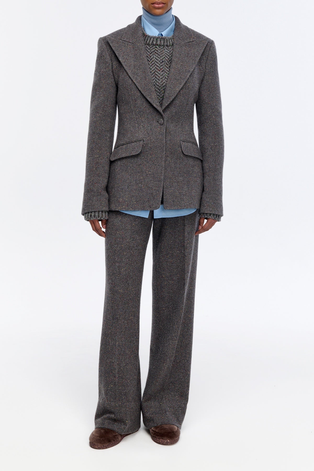 Leiva Blazer in Charcoal Multi Cashmere