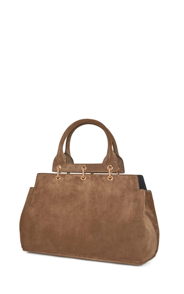 Large Amethyst Bag in Dark Sand Suede