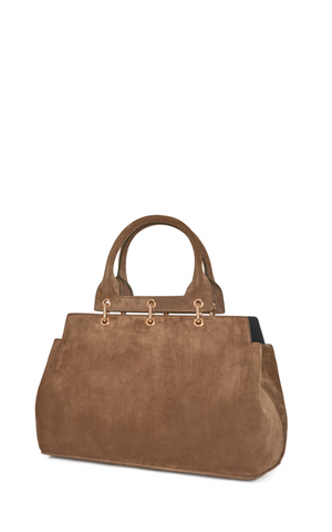 Large Amethyst Bag in Dark Sand Suede