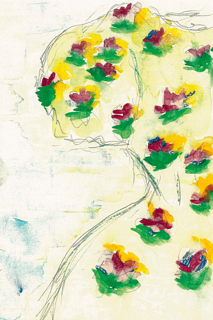 Penelope Mia's Flowers Maxi Skirt in Ivory Muli Printed Linen Twill