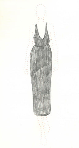 Girard Shirred Maxi Dress in Black Aloe Linen