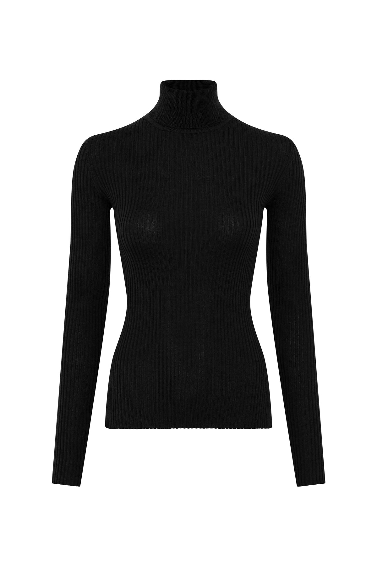 Peppe Knit Turtleneck Sweater in Black Cashmere