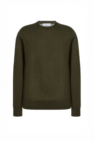 Palco Knit Sweater in Olive Merino Wool