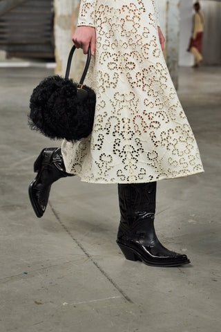 Black Shearling Nina Bag - Styled Look Walking | Gabriela Hearst