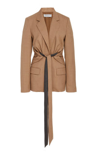 Grant Knotted Blazer in Camel Virgin Wool