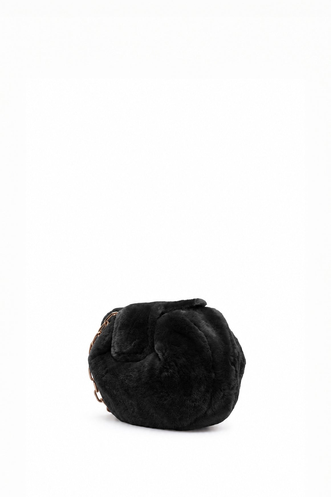 Soft Demi Clutch In Black Shearling